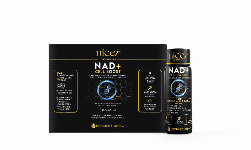NICER NAD+ CELL BOOST  Zaawansowana liposomalna formuła energii komórkowej 12 szotów do picia  750 ml